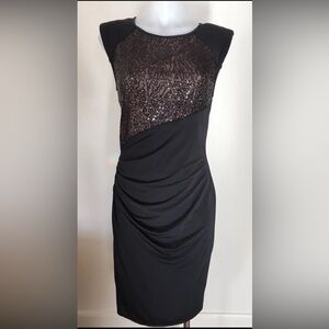 ANNE KLEIN NEW YORK BLACK DRESS SEQUIN Chest SIZE 6 Excellent Sexy